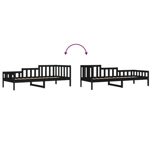 Daybed 80x200 cm massivt fyrretræ sort