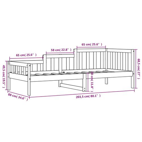 Daybed 80x200 cm massivt fyrretræ sort