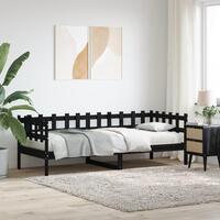 Daybed 90x200 cm massivt fyrretræ sort