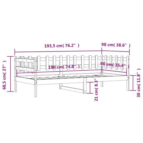 Daybed 90x190 cm massivt fyrretræ hvid