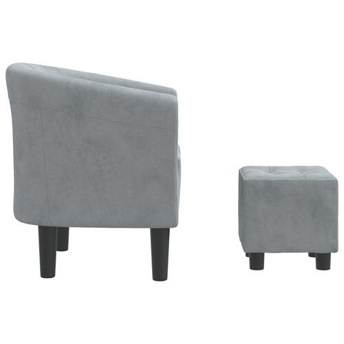 Lænestol med fodskammel velour mørkegrå