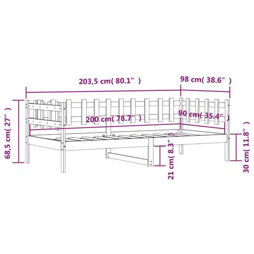 Daybed 90x200 cm massivt fyrretræ
