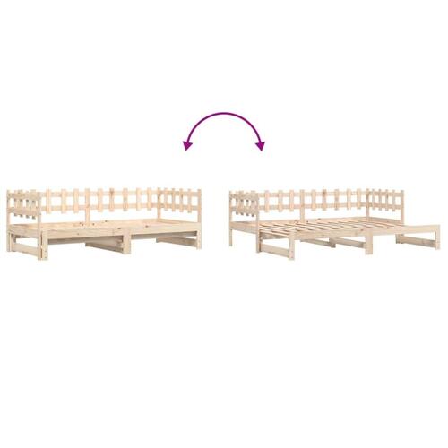 Daybed med udtræk 2x(80x200) cm massivt fyrretræ