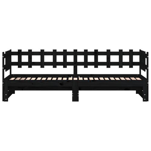 Daybed med udtræk 2x(90x190) cm massivt fyrretræ sort
