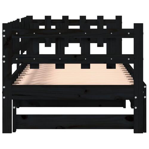 Daybed med udtræk 2x(90x190) cm massivt fyrretræ sort