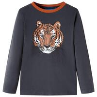 Langærmet T-shirt til børn str. 104 antracitgrå