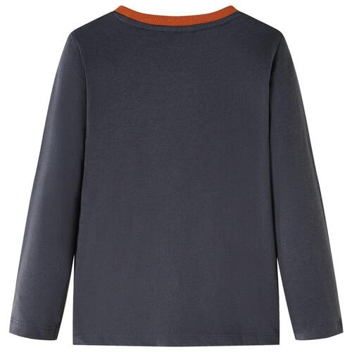 Langærmet T-shirt til børn str. 128 antracitgrå