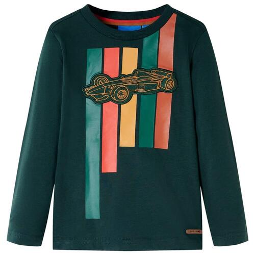 Langærmet T-shirt til børn str. 116 cm mørkegrøn