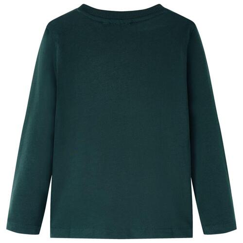 Langærmet T-shirt til børn str. 116 cm mørkegrøn