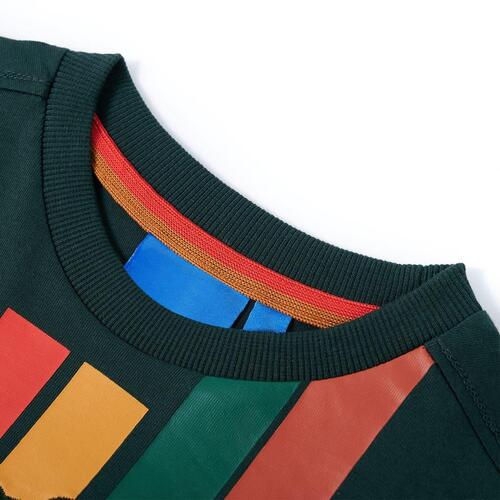 Langærmet T-shirt til børn str. 116 cm mørkegrøn