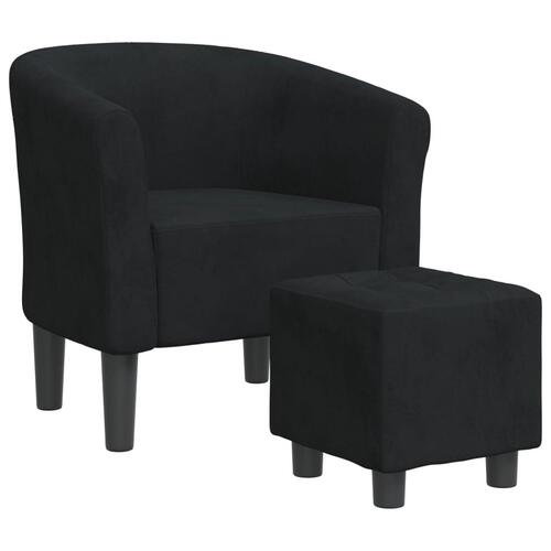 Lænestol med fodskammel velour sort