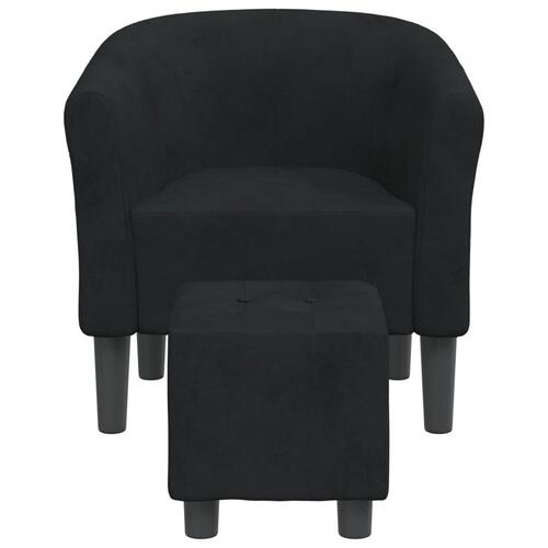 Lænestol med fodskammel velour sort