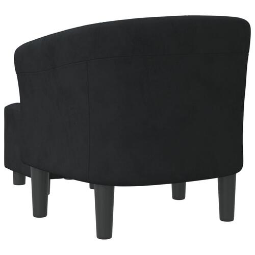 Lænestol med fodskammel velour sort