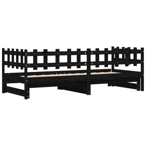 Daybed med udtræk 2x(90x200) cm massivt fyrretræ sort