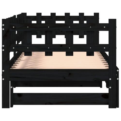 Daybed med udtræk 2x(90x200) cm massivt fyrretræ sort