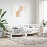 Daybed med udtræk 2x(90x190) cm massivt fyrretræ hvid