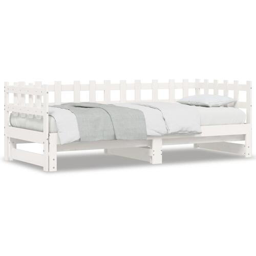 Daybed med udtræk 2x(90x190) cm massivt fyrretræ hvid
