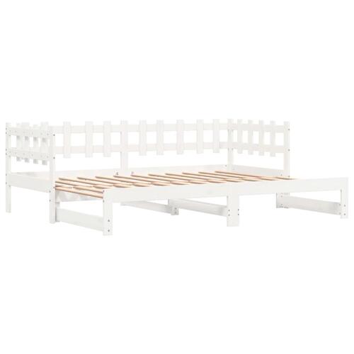 Daybed med udtræk 2x(90x190) cm massivt fyrretræ hvid