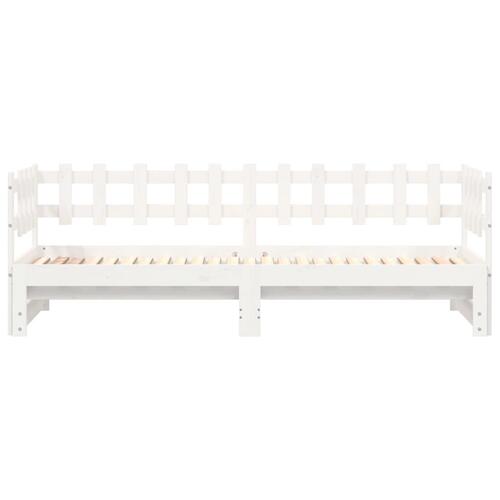 Daybed med udtræk 2x(90x190) cm massivt fyrretræ hvid