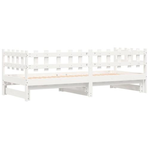 Daybed med udtræk 2x(90x190) cm massivt fyrretræ hvid