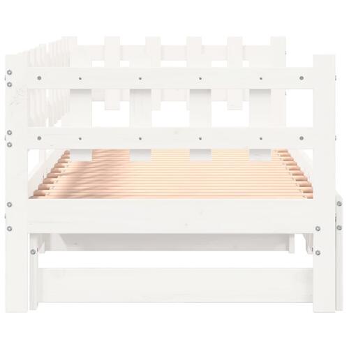 Daybed med udtræk 2x(90x190) cm massivt fyrretræ hvid