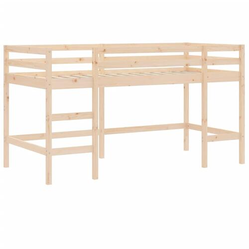 Højseng med gardiner 90x190 cm massivt fyrretræ hvid og sort