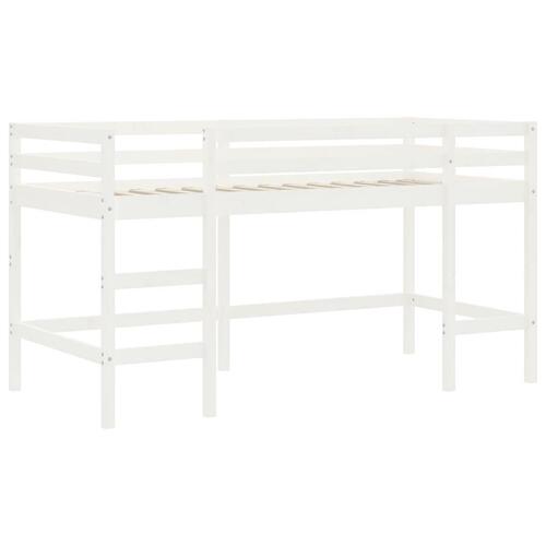 Højseng med gardiner 90x190 cm massivt fyrretræ blå