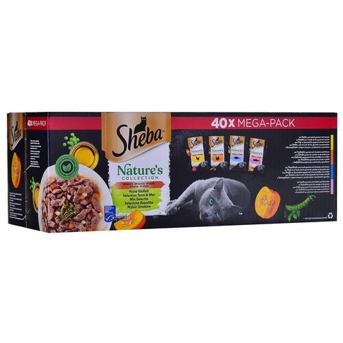 Kattemad Sheba Nature's Collection Mix Kylling Laksefarvet Tun Kalkun 40 x 85 g