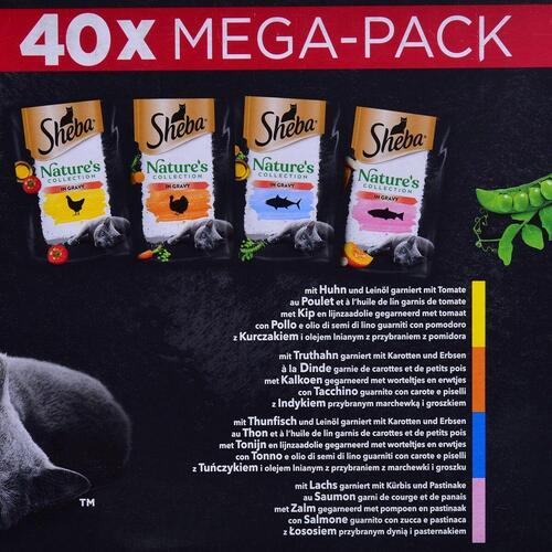 Kattemad Sheba Nature's Collection Mix Kylling Laksefarvet Tun Kalkun 40 x 85 g