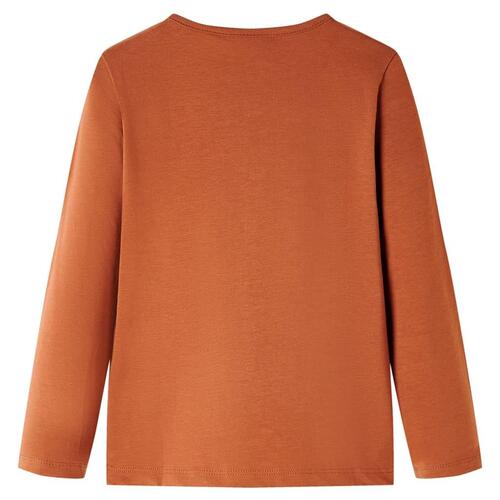 Langærmet T-shirt til børn str. 92 cognacfarvet