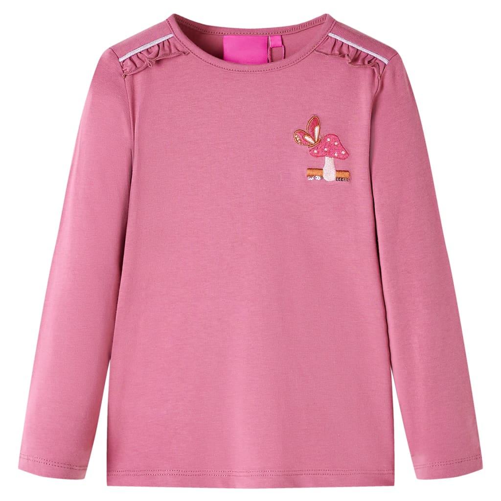 Langærmet T-shirt til børn str. 104 pink billede