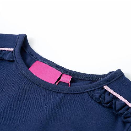 Langærmet T-shirt til børn str. 92 marineblå