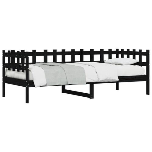 Daybed 80x200 cm massivt fyrretræ sort