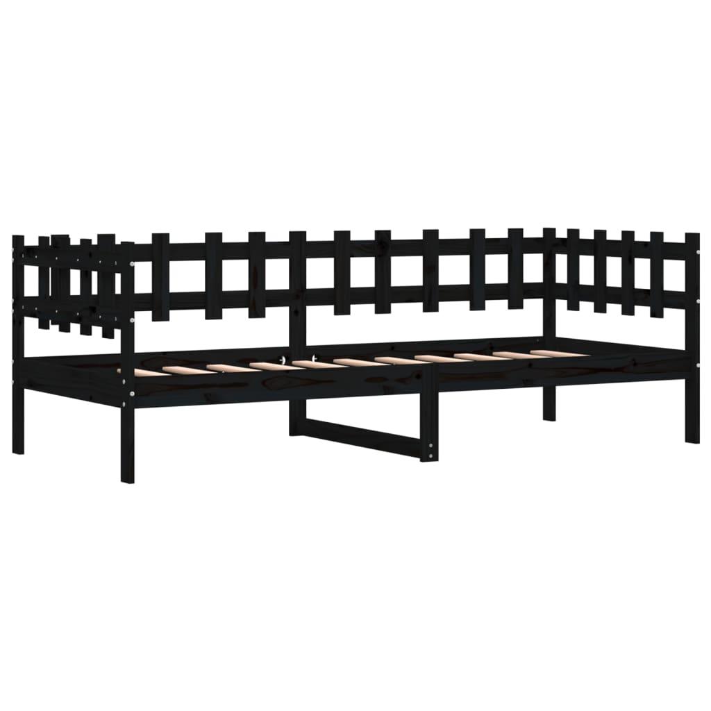 Daybed 80x200 cm massivt fyrretræ sort