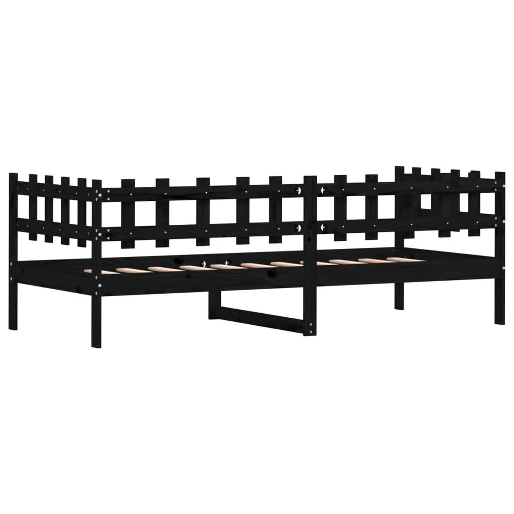 Daybed 80x200 cm massivt fyrretræ sort