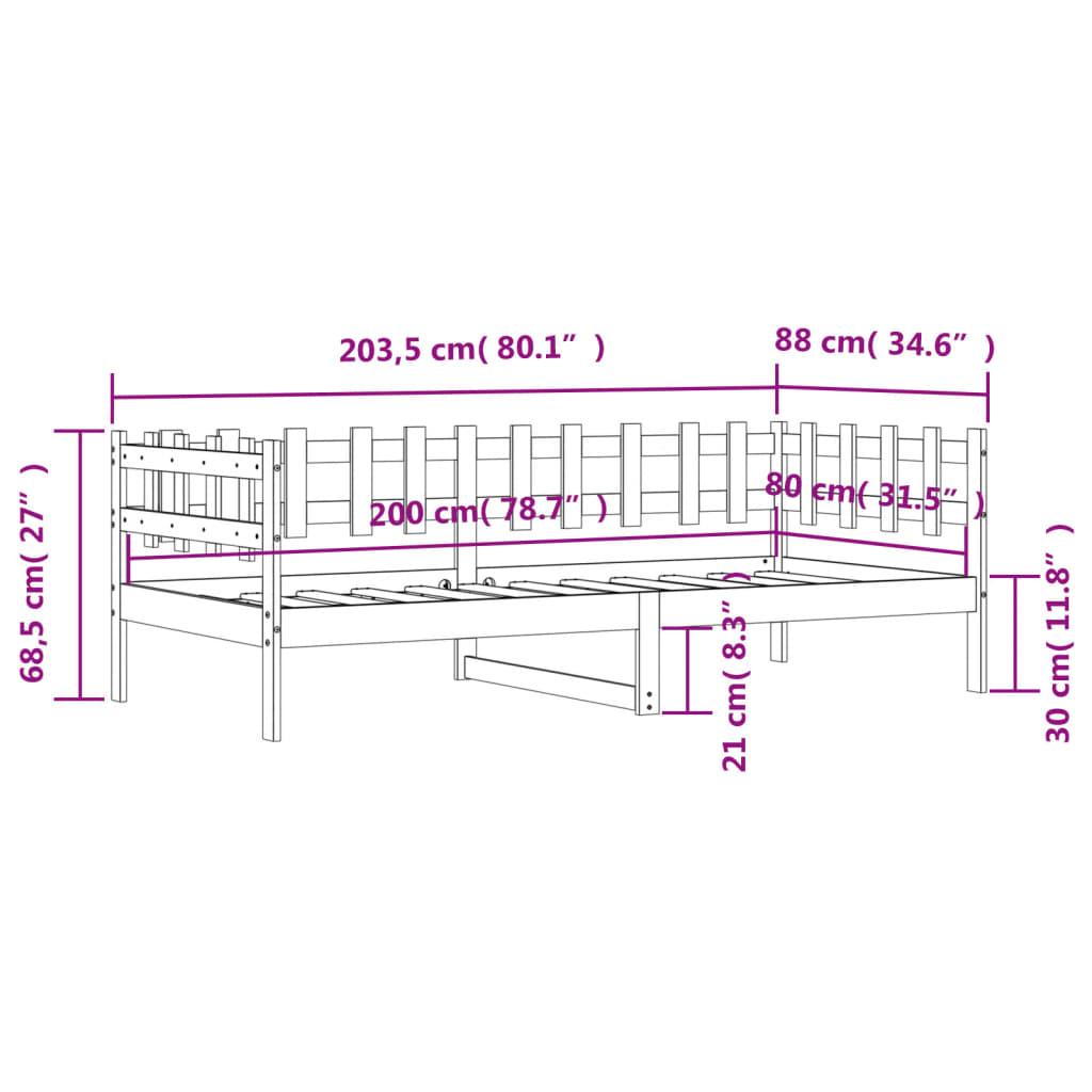 Daybed 80x200 cm massivt fyrretræ sort