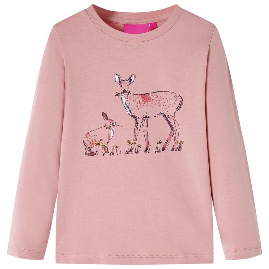 Langærmet T-shirt til børn str. 92 lyserød billede
