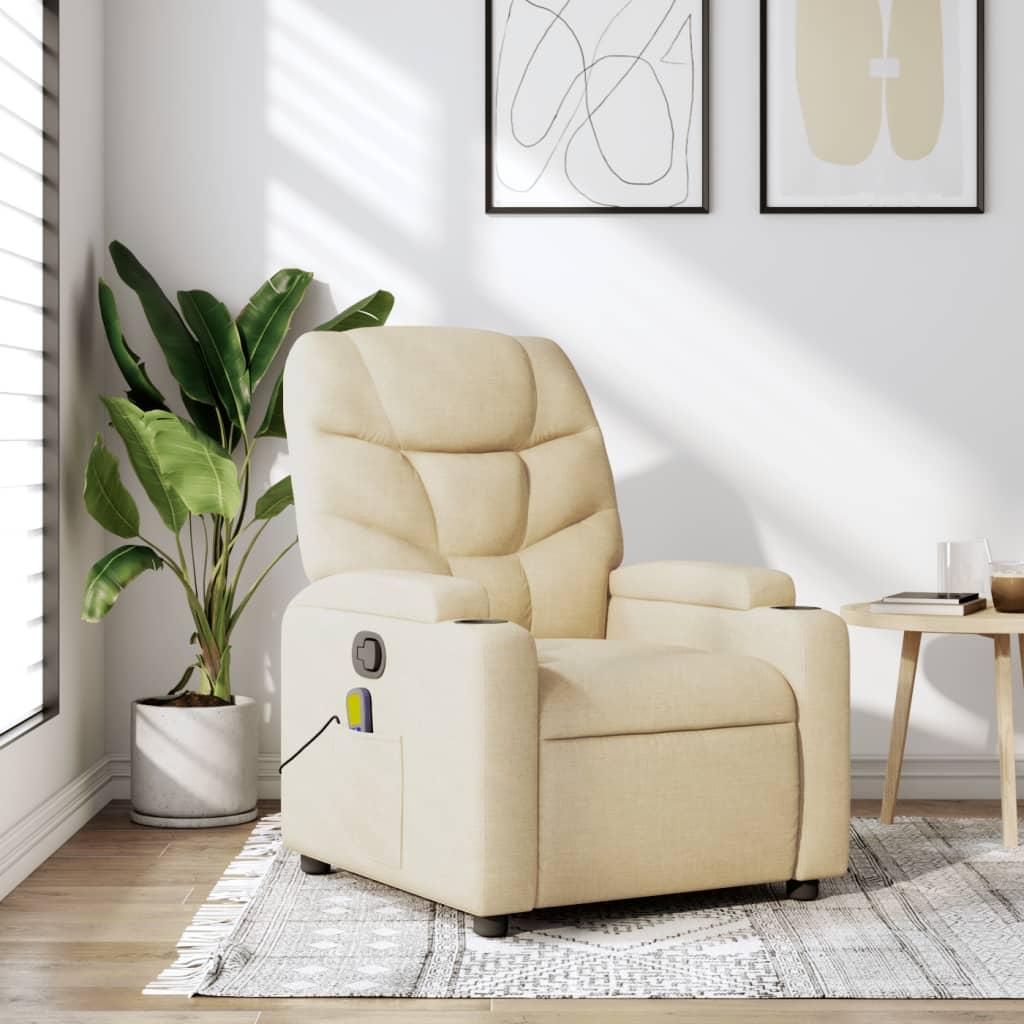 Massagestol stof cremefarvet