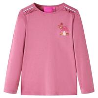 Langærmet T-shirt til børn str. 92 pink