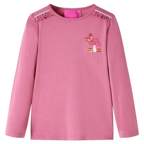 Langærmet T-shirt til børn str. 92 pink