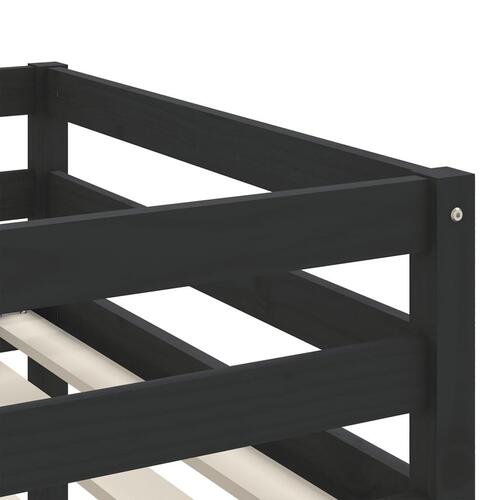 Højseng med stige 90x190 cm massivt fyrretræ sort