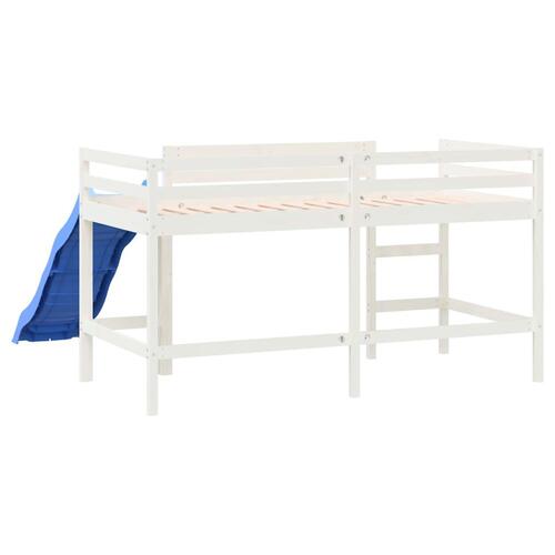 Højseng med rutsjebane 90x190 cm massivt fyrretræ hvid