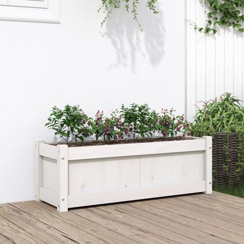 Plantekasse 90x31x31 cm massivt fyrretræ hvid