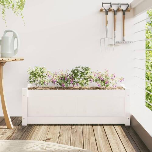 Plantekasse 90x31x31 cm massivt fyrretræ hvid