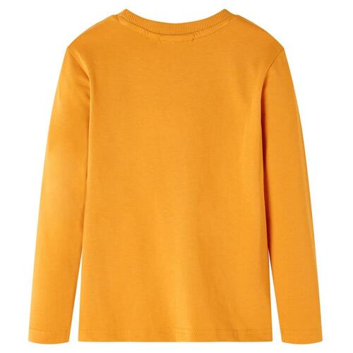 Langærmet T-shirt til børn str. 104 okkergul