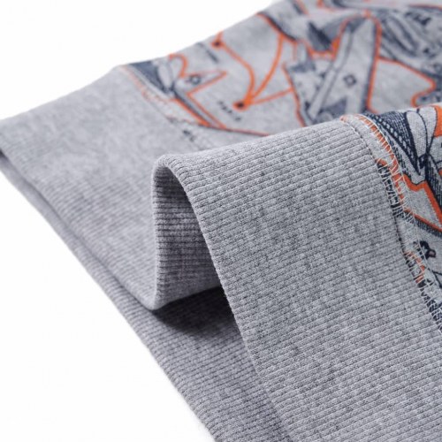 Sweatshirt til børn - str. 140, gråmeleret med fly