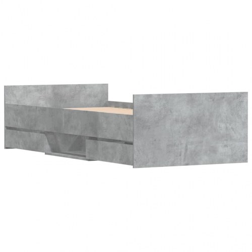 Sengeramme med sengegavl og fodgærde 90 x 190 cm - betongrå