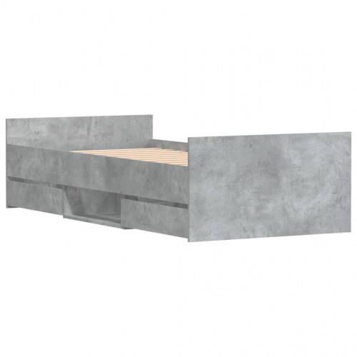 Sengeramme med sengegavl og fodgærde 90 x 190 cm - betongrå