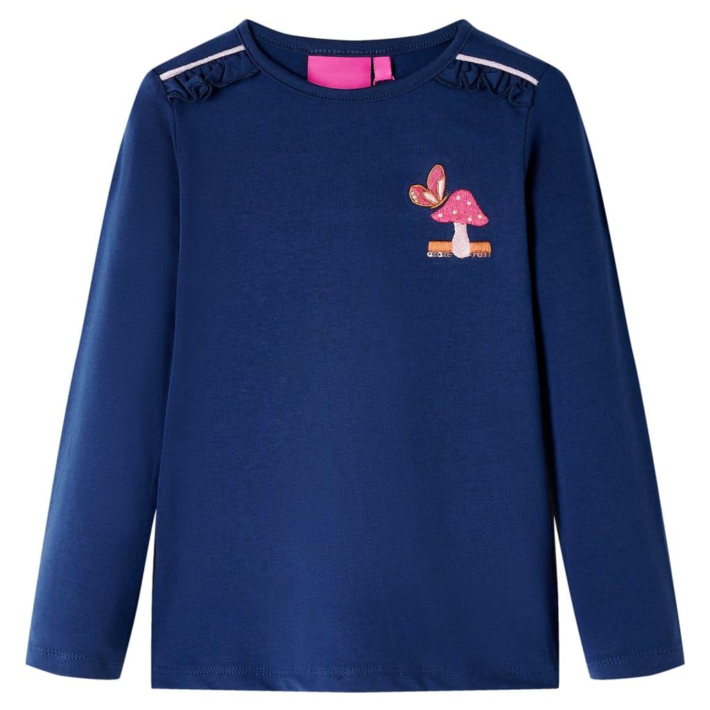 vidaXL Langærmet T-shirt til børn str. 116 marineblå