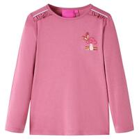 Langærmet T-shirt til børn str. 140 pink